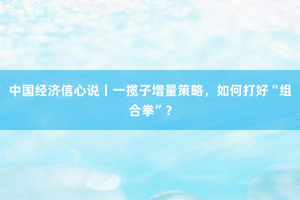 中国经济信心说丨一揽子增量策略，如何打好“组合拳”？